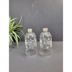 2 Vintage Home Interiors Winter Snowflake Glass Votive Peg Cups